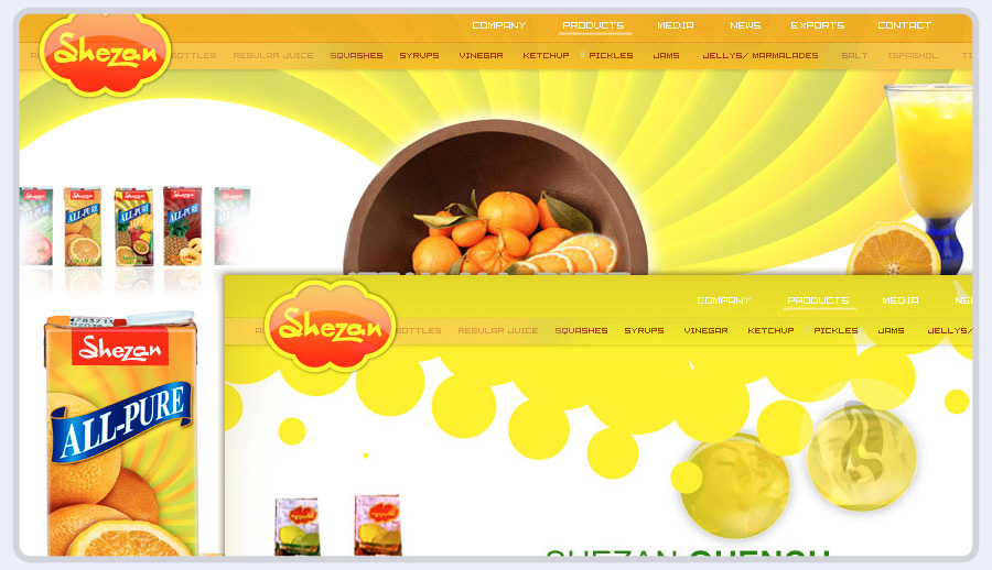 proposed website header design for different product lines
