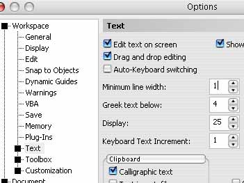 CorelDraw x3 options screenshot